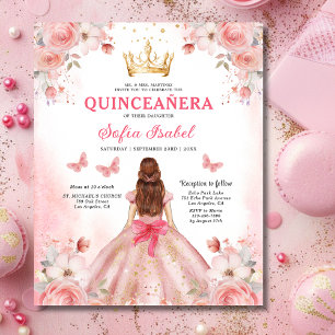 Budget Quinceañera Blush Pink Floral Butterfly