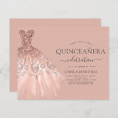 Budget Quinceanera Blush Pink Glitter Invitation (Front/Back)
