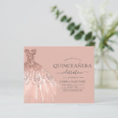 Budget Quinceanera Blush Pink Glitter Invitation (Standing Front)