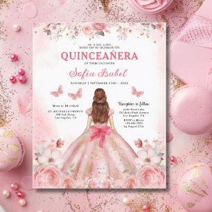 Budget Quinceañera Blush Pink Rose Floral Flyer