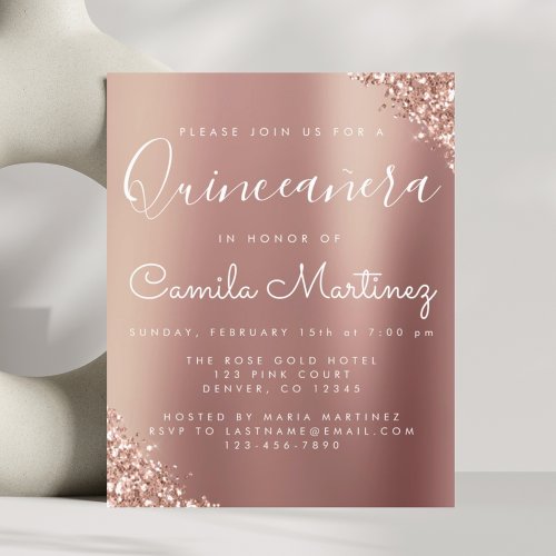 Budget Quinceanera Blush Pink _ Rose Gold Glitter