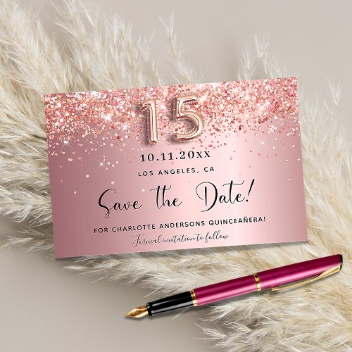 Budget Quinceanera blush pink save the date