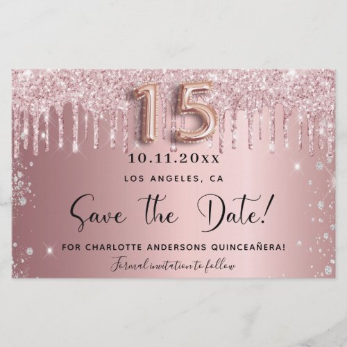 Budget Quinceanera blush pink silver save the date