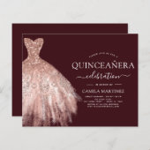 Budget Quinceanera Burgundy Blush Pink Rose Gold (Front/Back)