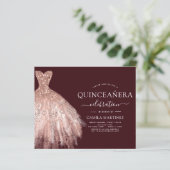 Budget Quinceanera Burgundy Blush Pink Rose Gold (Standing Front)
