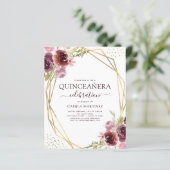 Budget Quinceanera Burgundy Pink Geometric Floral (Standing Front)