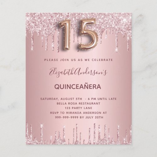 BUDGET Quinceanera dusty rose glitter pink 