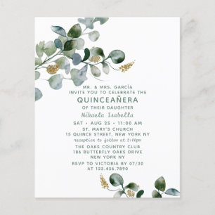 Budget Quinceañera Eucalyptus Floral Photo Flyer