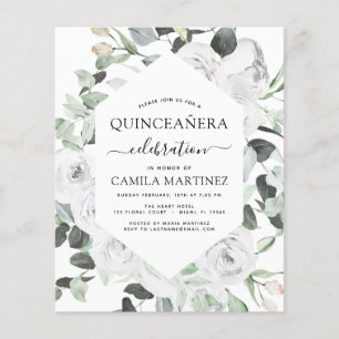 Budget Quinceañera Eucalyptus Floral White Roses Flyer