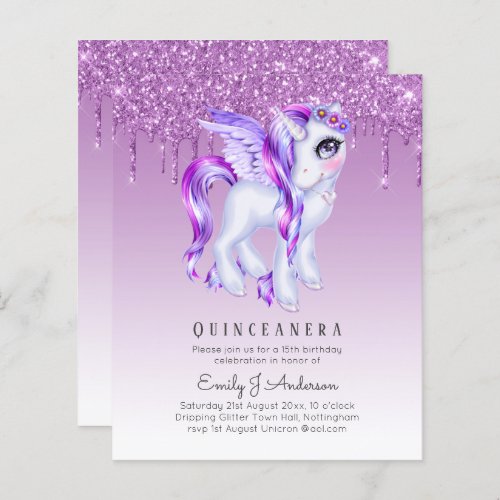 BUDGET Quinceanera Glitter Unicorn Anicorn Winged