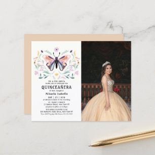 Budget Quinceañera Gold Butterfly Photo Floral