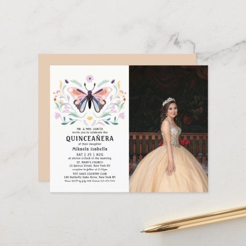 Budget Quinceaera Gold Butterfly Photo Floral