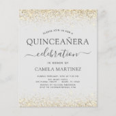 Budget Quinceanera Gold Glitter Invitations (Front)