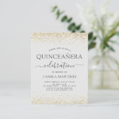 Budget Quinceanera Gold Glitter Invitations (Standing Front)
