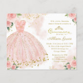 Budget Quinceanera Invitation Bilingual Pink Gown (Back)