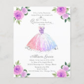 Budget Quinceanera Invitation Pastel Colors Gown (Front)