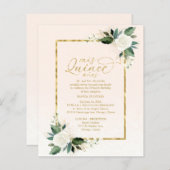 Budget Quinceanera Invitation Pink Gold Floral (Front/Back)