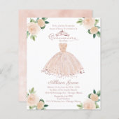 Budget Quinceanera Invitation Spanish Blush Gown (Front/Back)