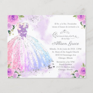 Budget Quinceanera Invitation Spanish Colorful