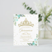 Budget Quinceanera Invitation Spanish Gold Tiara (Standing Front)