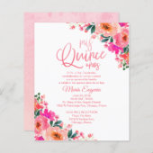 Budget Quinceanera Invitations Spanish Floral (Front/Back)