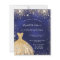 Budget Quinceanera navy blue gold dress invitation