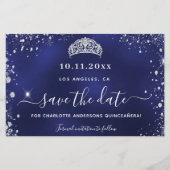 Budget Quinceanera navy blue silver save date (Front)
