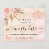 Budget Quinceanera pampas blush save the date (Front)
