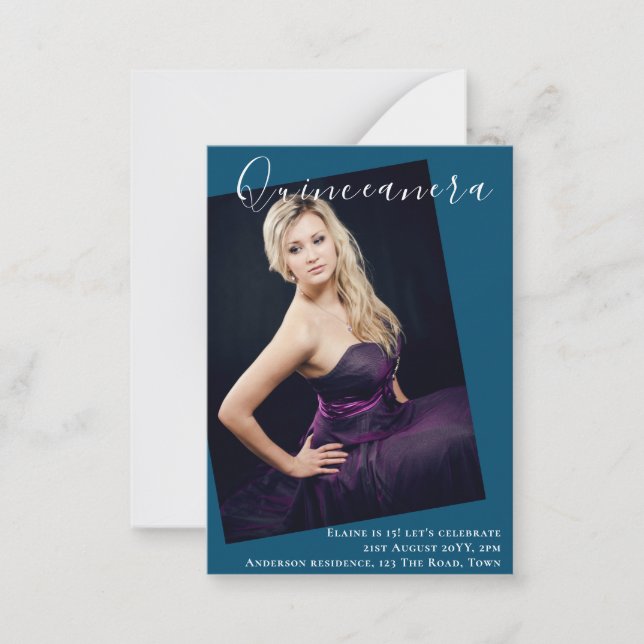 BUDGET Quinceanera PHOTO Invite Announcement (Front)