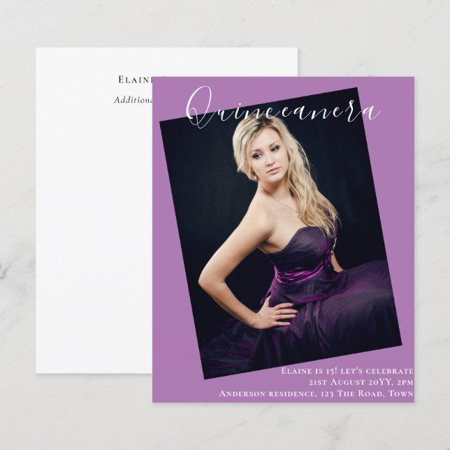 BUDGET Quinceanera PHOTO Invite Announcement (Front/Back)