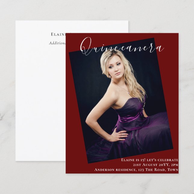 BUDGET Quinceanera PHOTO Invite Announcement (Front/Back)