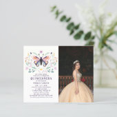 Budget Quinceañera Pink Butterfly Photo Floral (Standing Front)