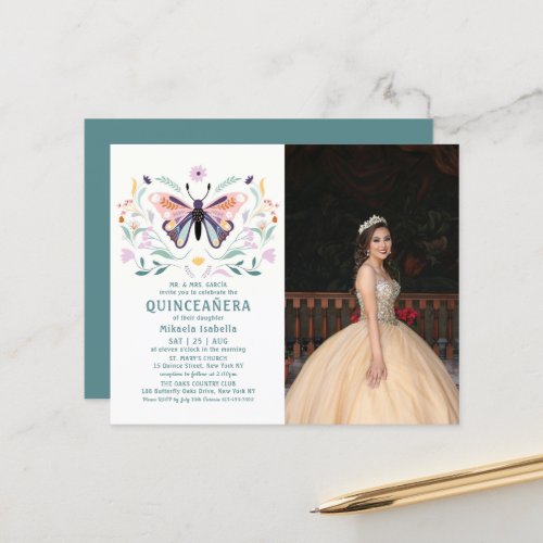Budget Quinceaera Pink Butterfly Photo Floral