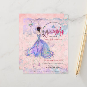 Budget Quinceanera Pink Dancing Girl Invitation