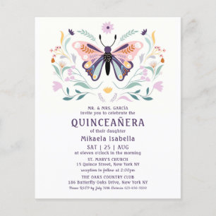 Budget Quinceañera Pink Purple Butterfly Floral Flyer