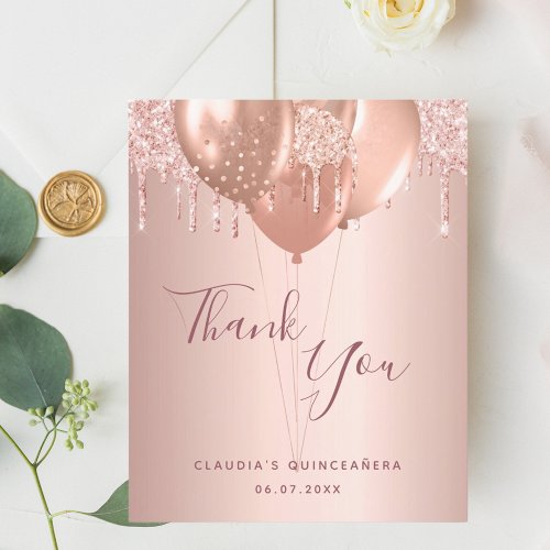 Budget Quinceanera rose gold blush thank you
