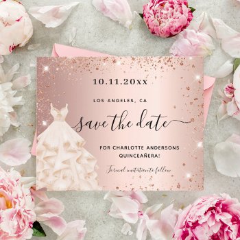 Budget Quinceanera Rose Gold Dress Save The Date by Thunes at Zazzle