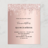 Budget Quinceanera rose gold glitter invitation (Back)