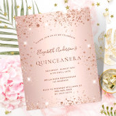 Budget Quinceanera rose gold glitter invitation