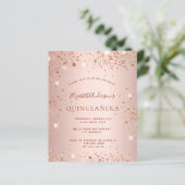 Budget Quinceanera rose gold glitter invitation (Standing Front)
