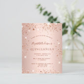 Budget Quinceanera rose gold glitter invitation (Standing Front)