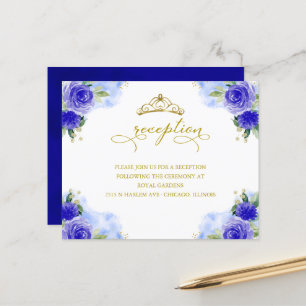Budget Quinceanera Royal Blue Reception Card