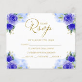 Budget Quinceanera Royal Blue Response Card (Front)