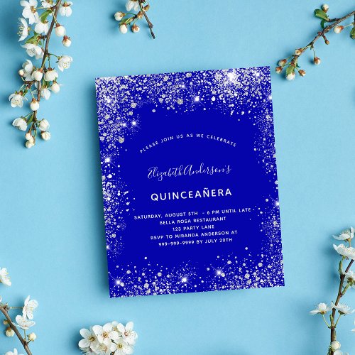 Budget Quinceanera royal blue silver glitter