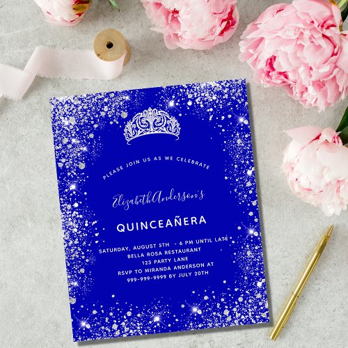 Budget Quinceanera royal blue silver tiara