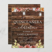 Budget Quinceanera Rustic Wood Autumn Sunflowers (Front/Back)