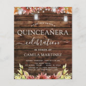 Budget Quinceanera Rustic Wood Autumn Sunflowers (Front)