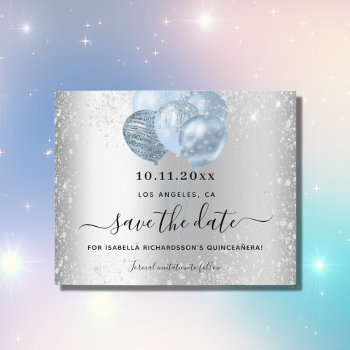 Budget Quinceanera Silver Blue Save The Date by Thunes at Zazzle