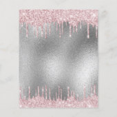 Budget Quinceanera silver glitter pink invitation (Back)