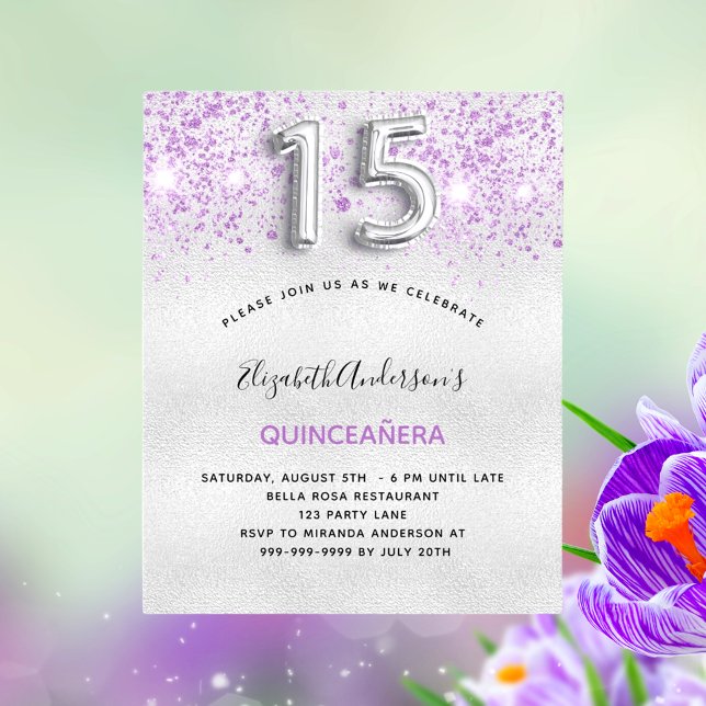 BUDGET Quinceanera silver purple glitter drops (Creator Uploaded)